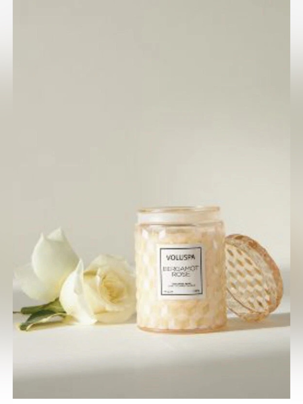 Voluspa Cream & Gold Bergamot Rose Decorative Jar Candle